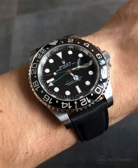 rolex gmt master ii black rubber strap|rolex gmt black bezel.